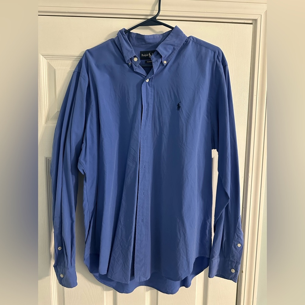 Men’s Polo RL - Blue Classic Fit  button up shirt - Size L
